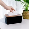Tissue Box Table Napkin Rings Tissue case Paper Box Container Bamboo Cover Solid Wood Storage Box Home Table Decoration 1