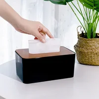Tissue Box Table Napkin Rings Tissue case Paper Box Container Bamboo Cover Solid Wood Storage Box Home Table Decoration 1