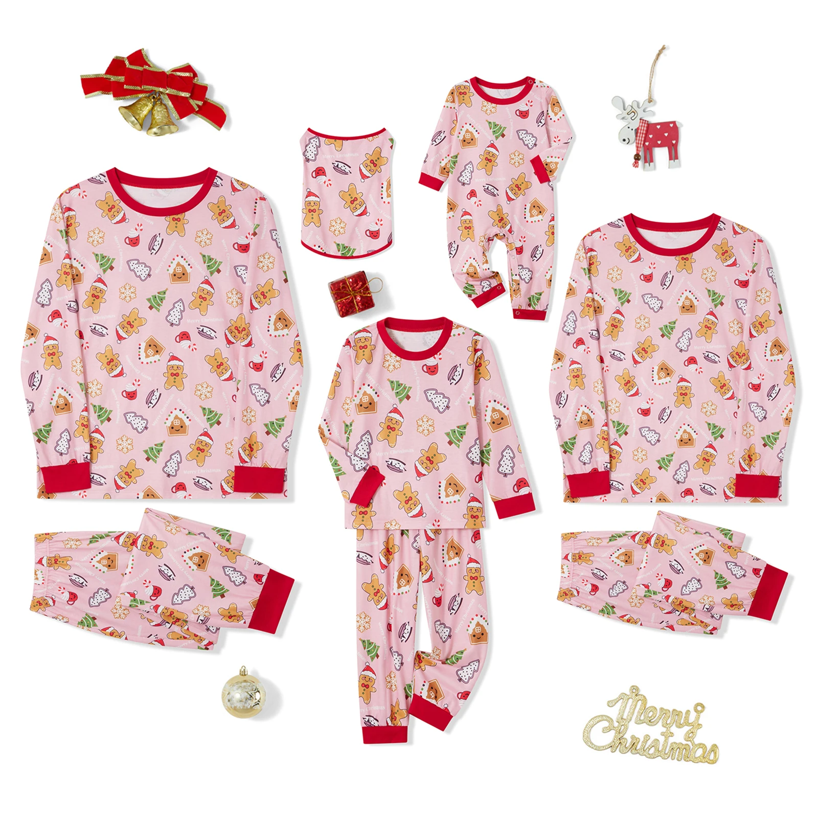 thumbnail image 1 of Conjunto de pijama navideño a juego para toda la familia, blusa de manga larga con estampado de árbol de Navidad, pantalones con cintura elástica para otoño e invierno de 2024, 1 of 5