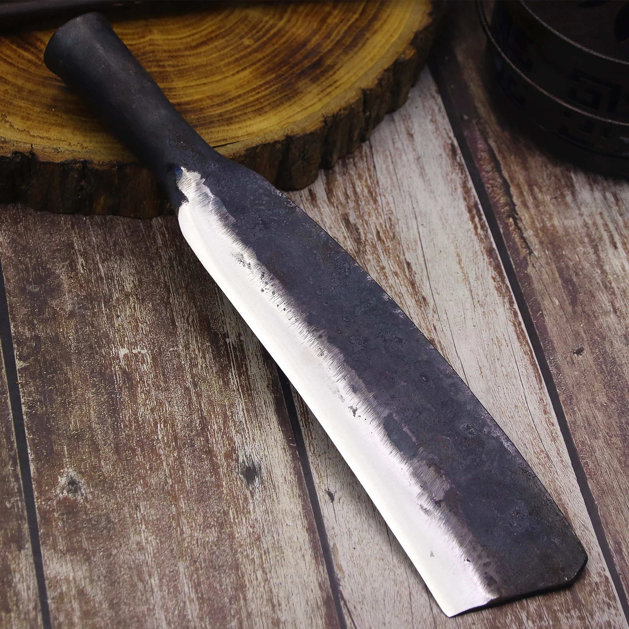 Description Picture 5 of itemJapanese hand forged sharp straight knife, outdoor logging knife, jungle chopping knife, tool knife, home bone chopping knife