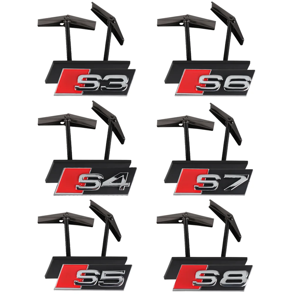 3D ABS S3 S4 S5 S6 S7 S8 레터 자동차 전면 그릴 엠블럼 배지 장식 스티커 (아우디 A1 A3 A4 B8 A5 A6 Q3 악세사리 밸브용)