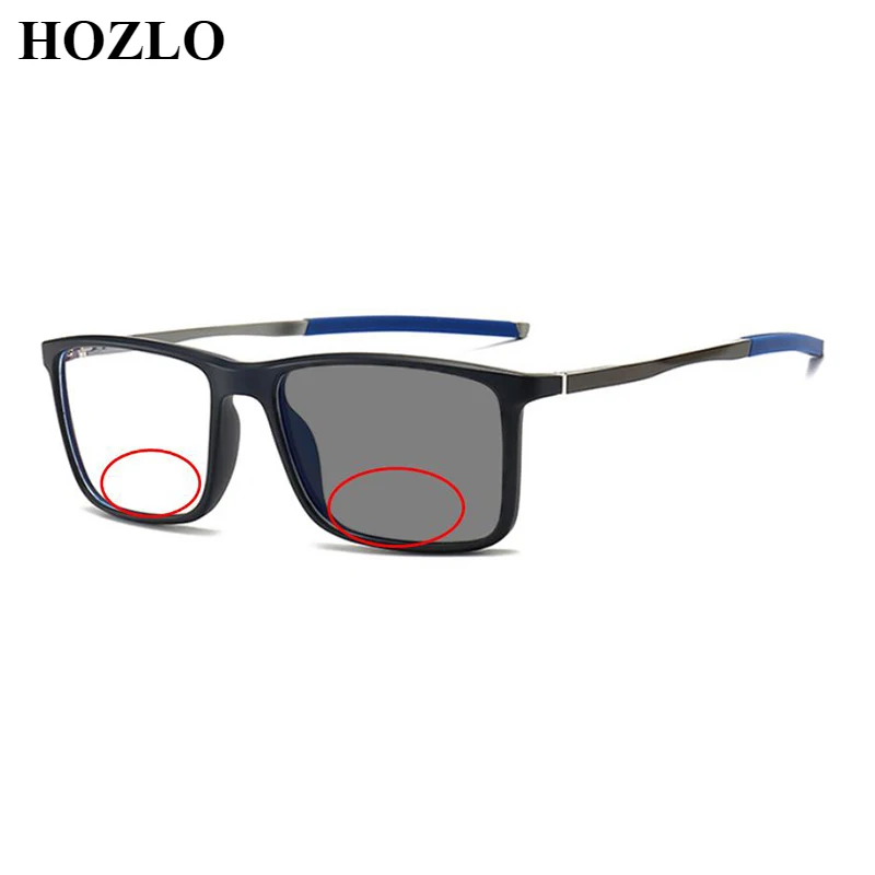 

Retro Men Rectangle Photochromic Bifocals Reading Sunglasses Male TR90 Frame Aluminum Magnesium Legs Sport Presbyopic Spectacles