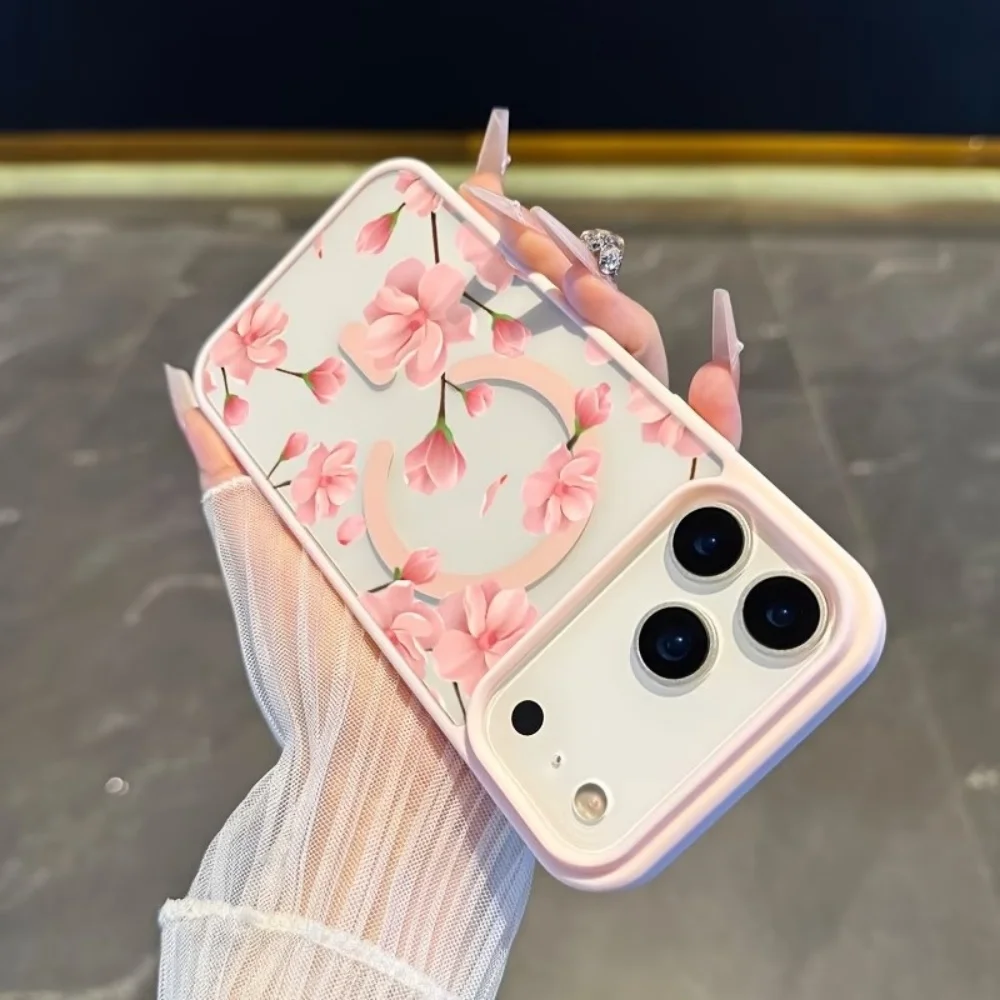 Pink Floral Pattern Magsafe Phone Case Cover