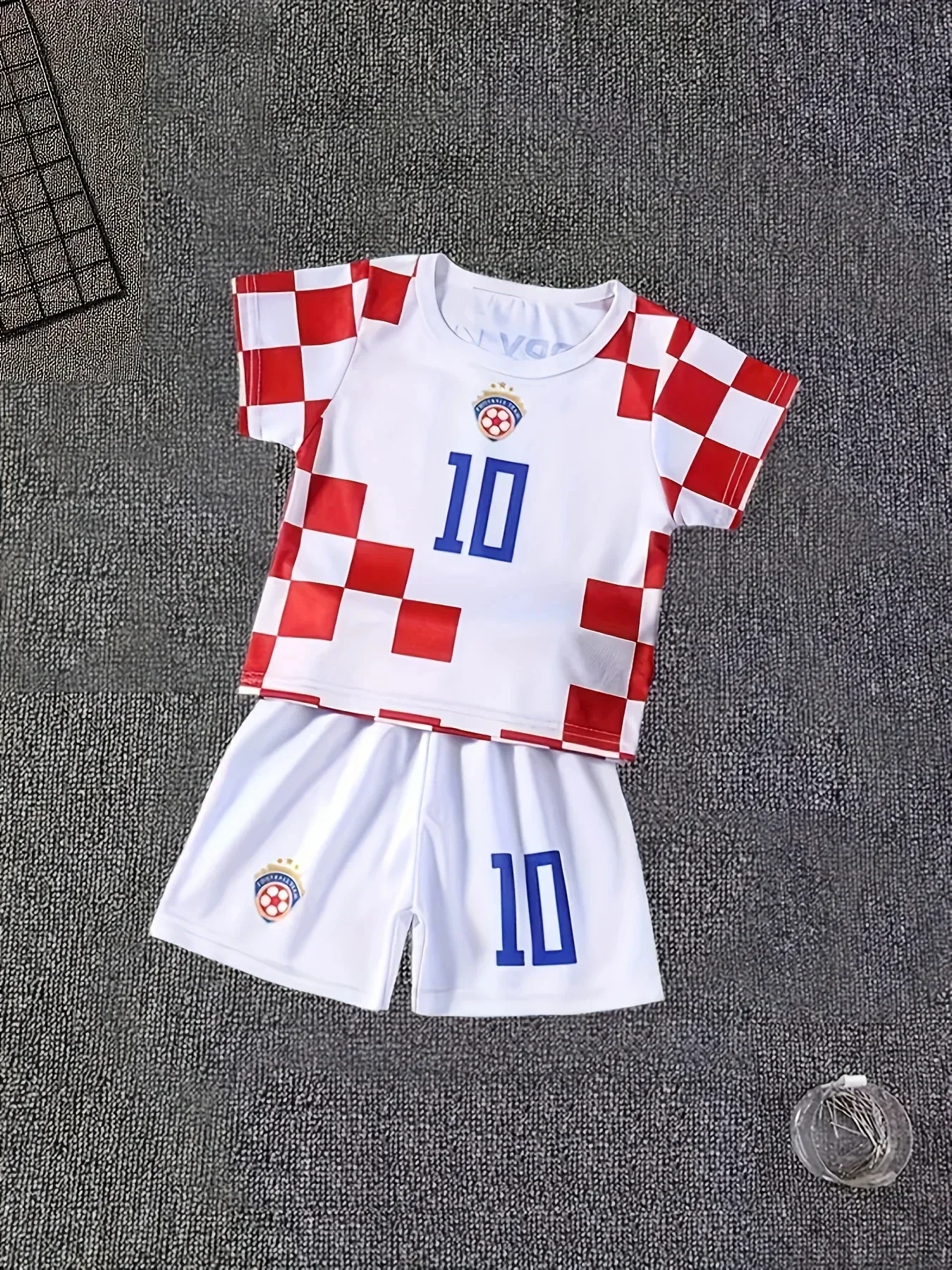 Two piece summer Messi and Ronaldo 3D printed children's football training set for boys, breathable and sweat absorbing sportswe 6