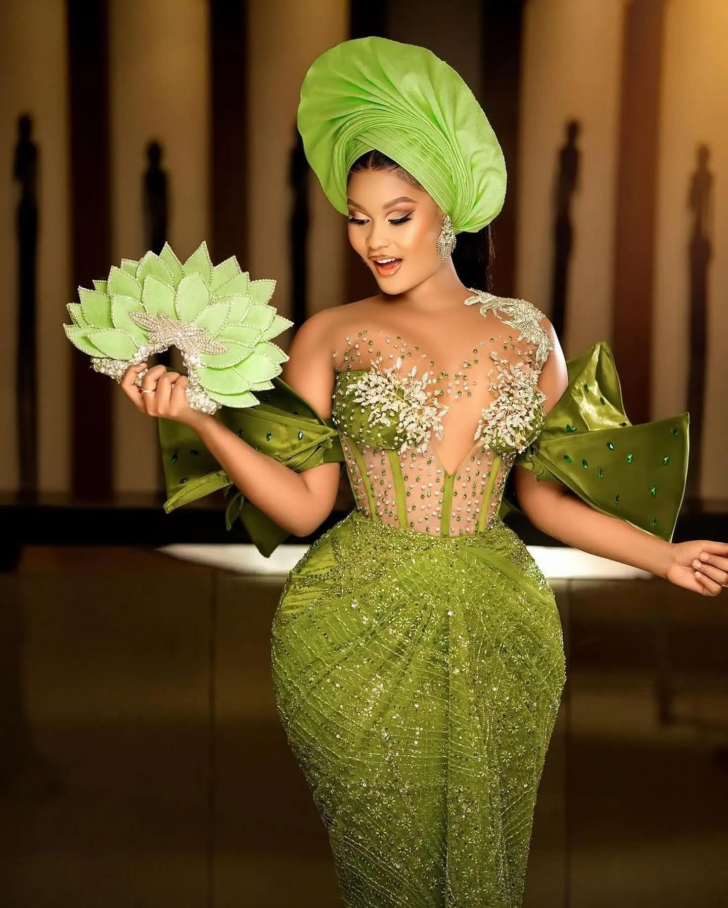 Aso Ebi Green And Gold African Dress Emerald Green African Dress