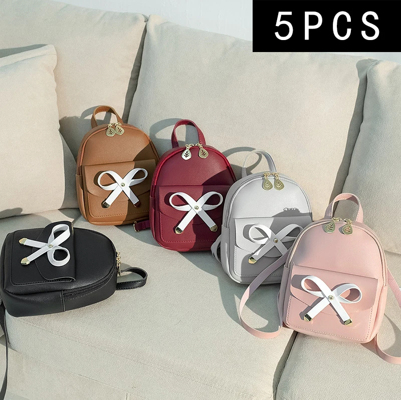 5PCS 2024 New Style Big Bow Backpack Women's New Fashion Multi-functional One-shoulder Hand Crossbody Bag Wholesale