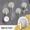 4pcs/set Multipurpose Shell Shape Hook Wall Hanging Hooks Self Adhesive Storage Hook For Bathroom Kitchen Bedroom Key Decor 1