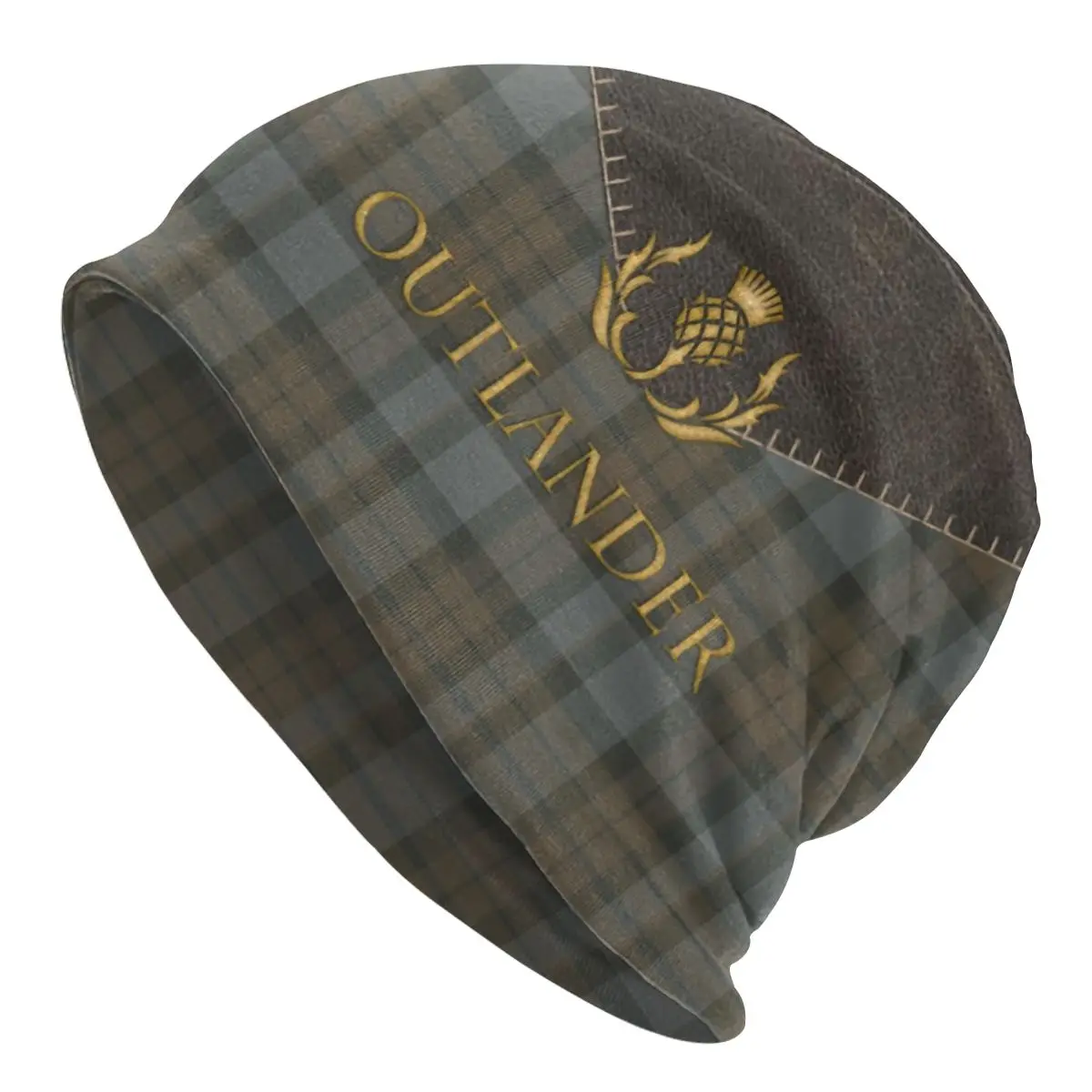 

Unisex Winter Warm Bonnet Femme Knit Hats Street Outlander Leather And Tartan Beanie Cap Ski Scottish Art Beanies Caps For Men