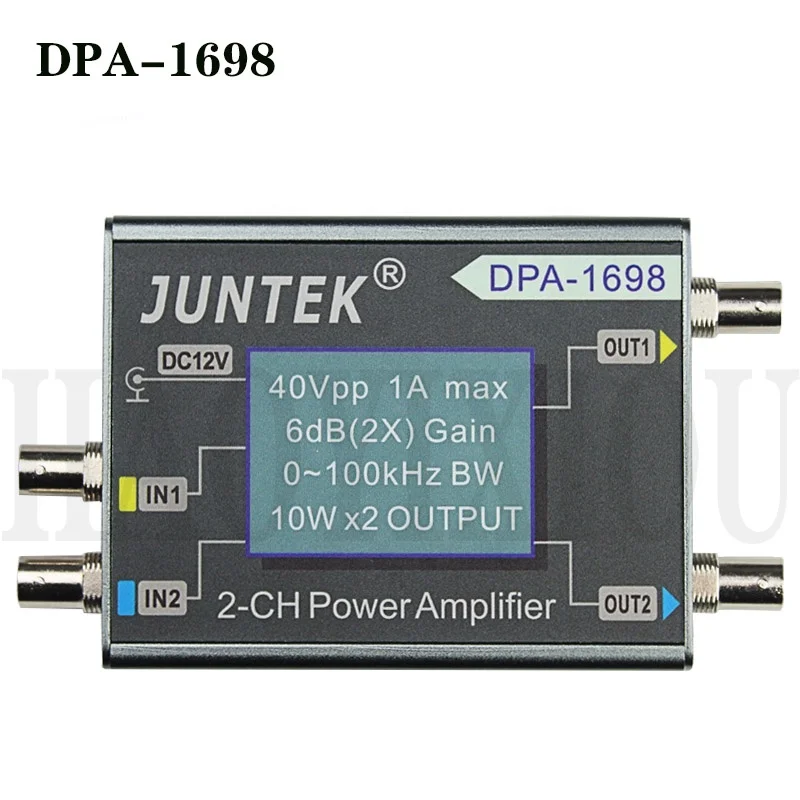 

DPA-1698 High Power 0~100KHZ Dual Channel 10W X2 DDS Functional Signal Generator Power Amplifier 40Vpp Output Amplitude DC12V