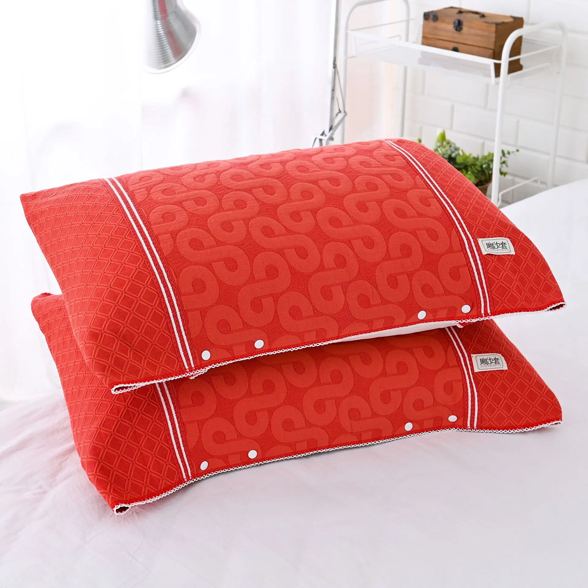 

Non-skid Pillowcase Magic Card Buckle Design Adjustable Gauze Pillow Towel Magic Pillow Towel Hotel Travel Pillowcase Latex Pill