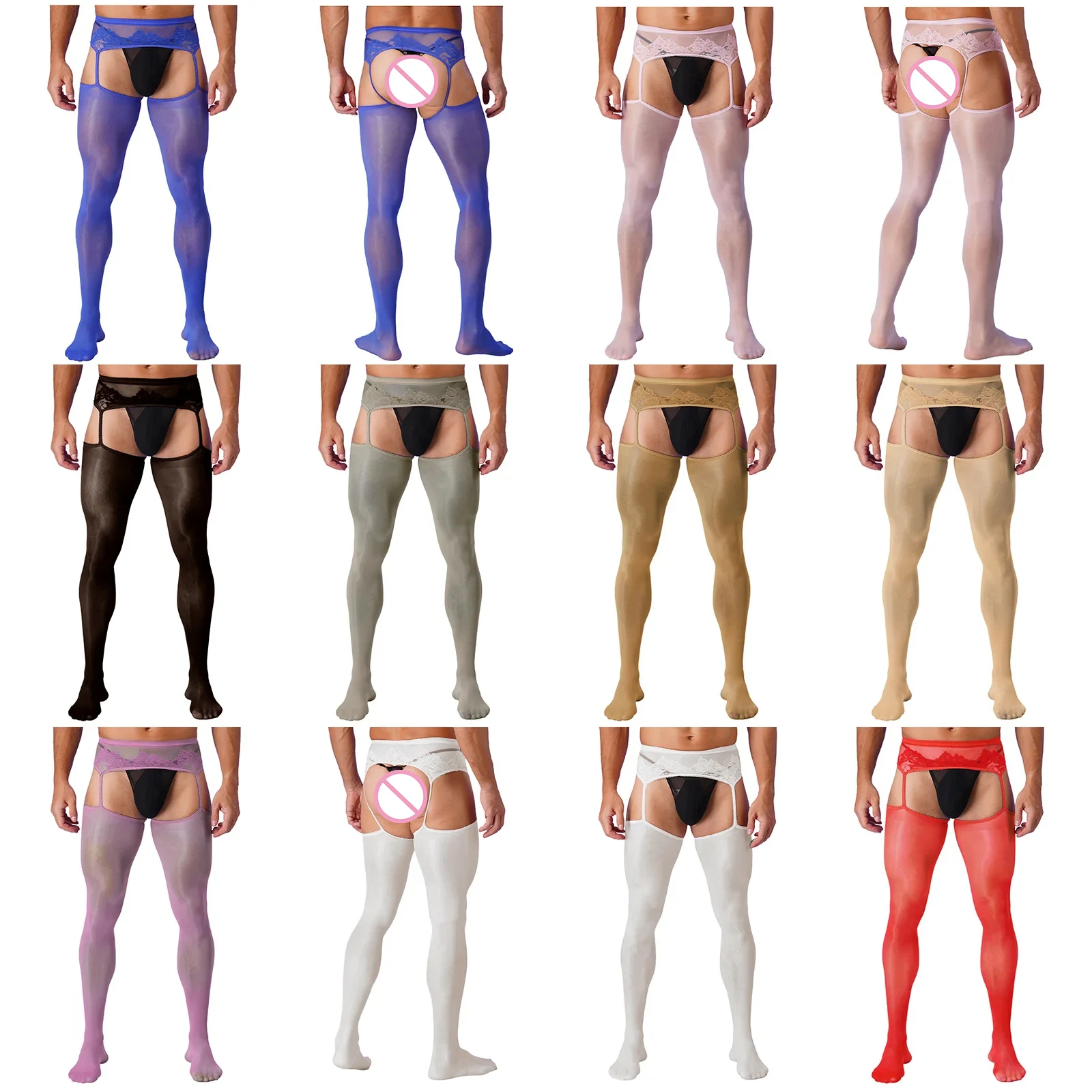 Mens Sexy Cutout Crotchless Pantyhose Floral Lace Exotic Socks Leggings One-Piece Garter Stockings Gay Male Sissy Underwear men stockings mens pantyhose