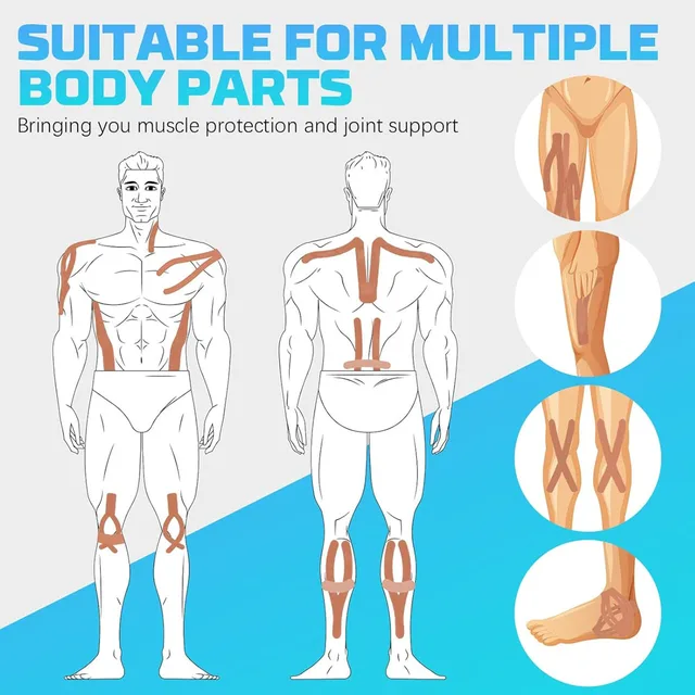 1 Roll Kinesiology Tape Kinetic Tape, Waterproof Athletic Sports Tape Physio Tape for Knees, Shoulder, Ankles, Elbow 3