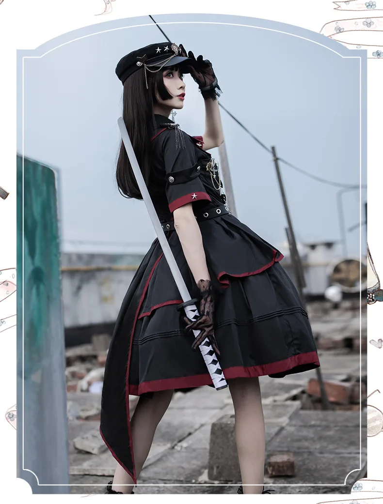 女性のためのゴシックミリタリーユニフォーム,コスプレスーツ,黒の 