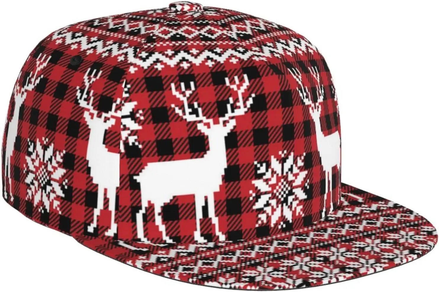 

Cute Christmas Pattern Baseball Cap Unisex Trucker Adjustable Xmas Plaid Snowflake Snapback Baseball Cap for Women Men