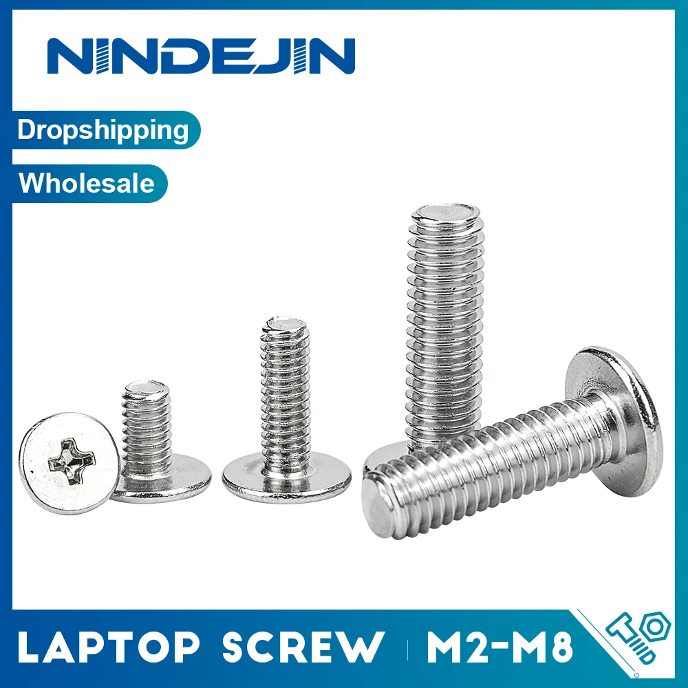 Cross Ultra Thin Flat Head Laptop Screw M2 M3 M4 M5 M6 M8 Stainless Steel Wafer Head Phillips Machine Screw for Lenovo