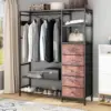 Heavy Duty Clothes Rack for Hanging Clothes with 5 Shelves & 5 Drawers, Metal Freestanding Clothing Rack with Five Hooks, Garmen 3