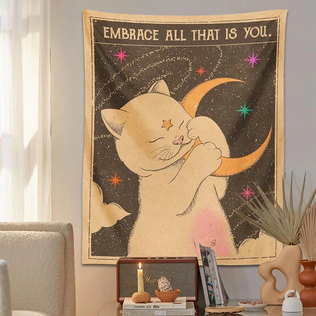 Sun Moon Tarot Macska Kudarc Falfájdozó Boszorkányság Te Vagy Az Univerzum Bohémia Otthoni Dekorációja Hippi Hálószoba Dekoráció - Image 5