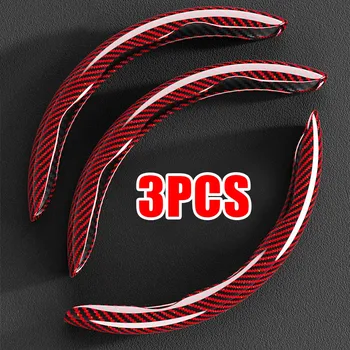 3PCS Laser Carbon Fiber Silicone Car Steering Wheel Cover 1