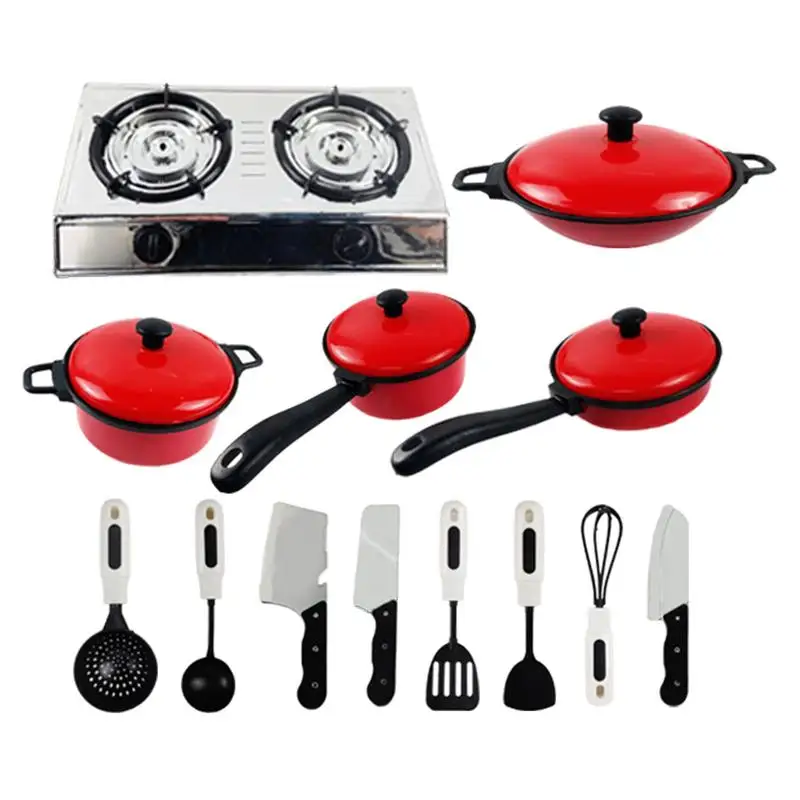 

13pcs Kids Pretend Cooking Playset Accessories Simulation Kitchen Set For Kids Toddler Kitchen Set With Pots Pans Cookware