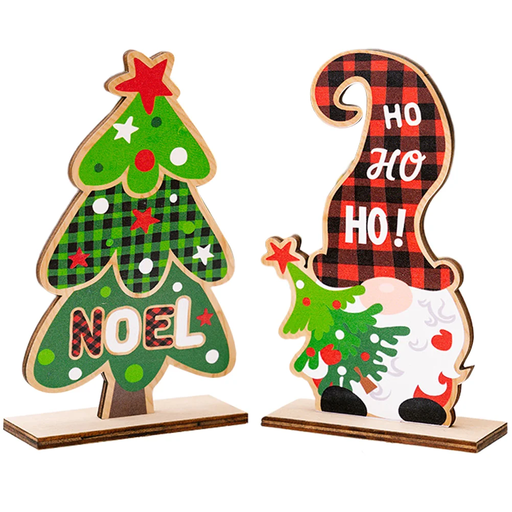 

2pcs Christmas Wooden Crafts Table Centerpiece Christmas Gnome Wood Decoration for Home