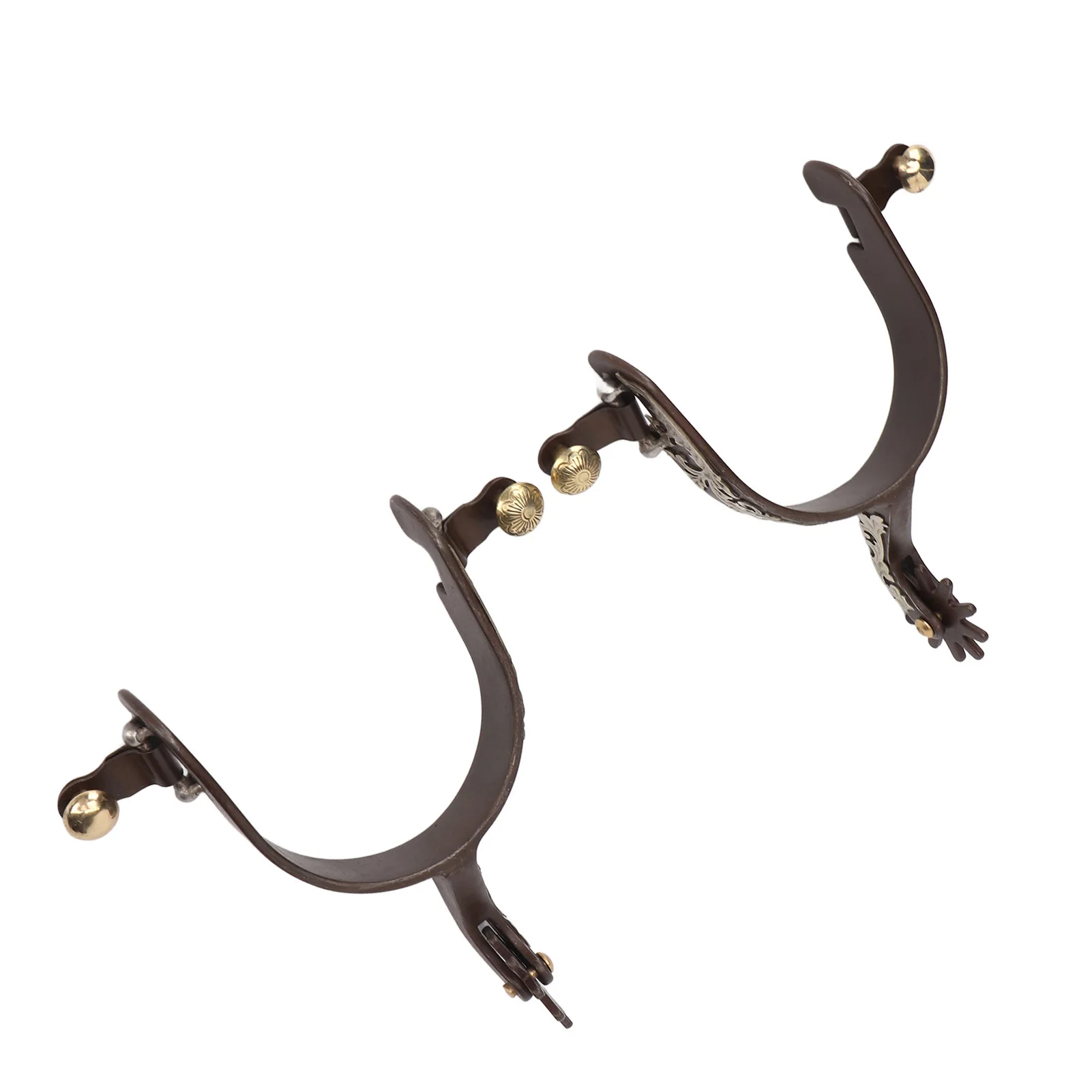 2Pcs Horse Spurs Western Cowboy Spurs Vintage Bronze Low Carbon Steel Horse with Turnable Gear for