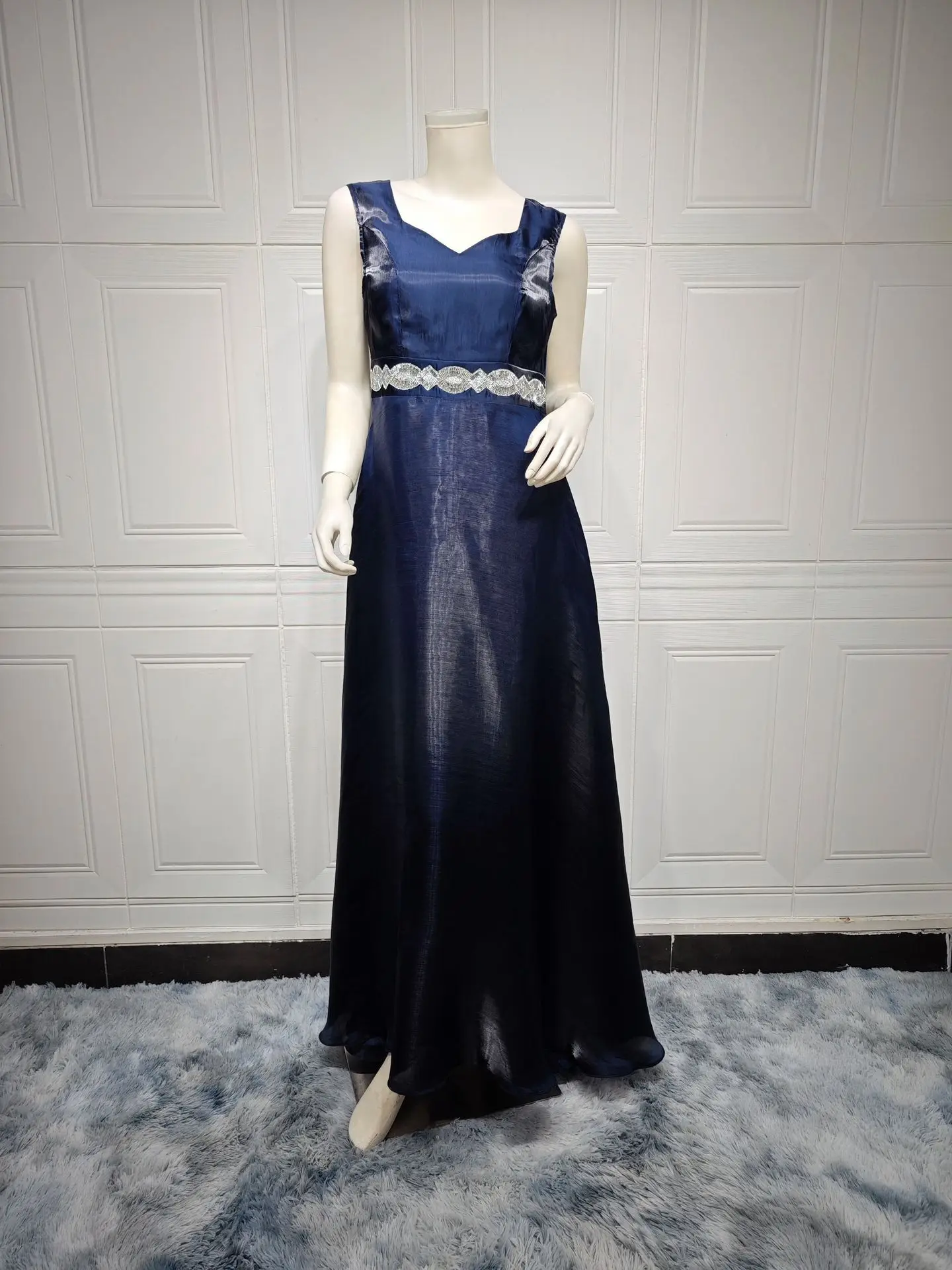 Satin 2 Piece Abaya Set Muslim Dress Chic Diamonds Galabiyat Turkish Caftan Moroccan Evening Clothing for Women Abaya Dress