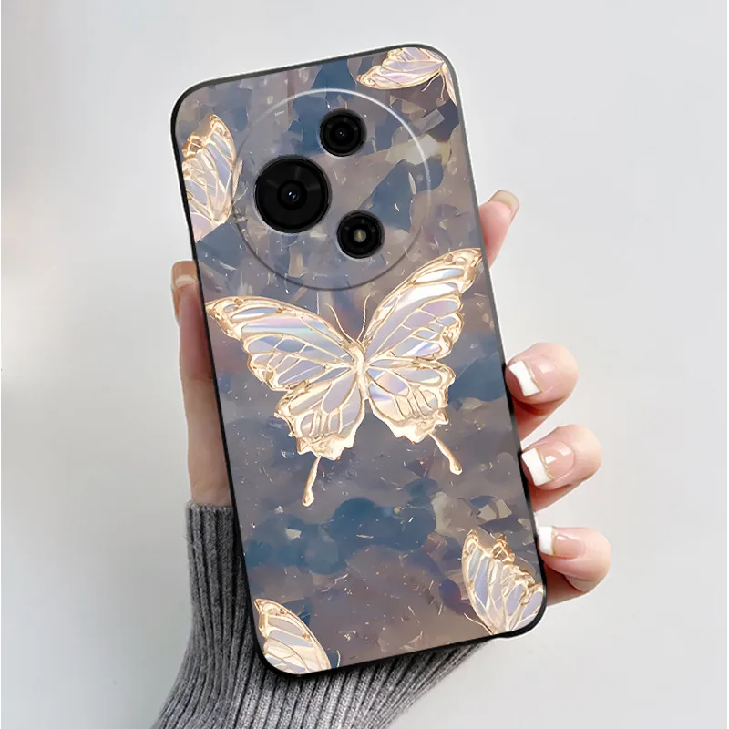 Luxury Fashion Butterfly Flowers Black Soft Silicone Phone Case Protective Cover