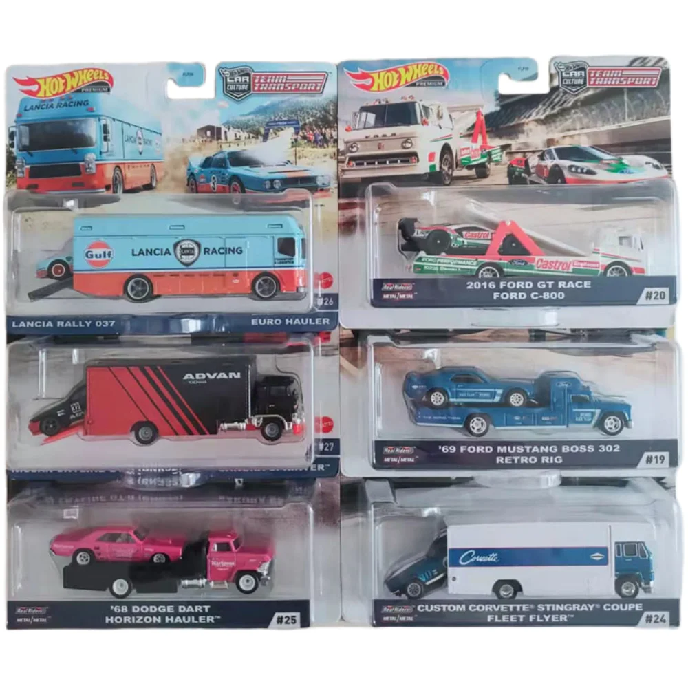 Hot Wheels Car Culture Team Transport Flf56 Retro Rig Wide Open Fleet Flyer Horizon Hauler Rally Van Aero Lift Toy Car Model