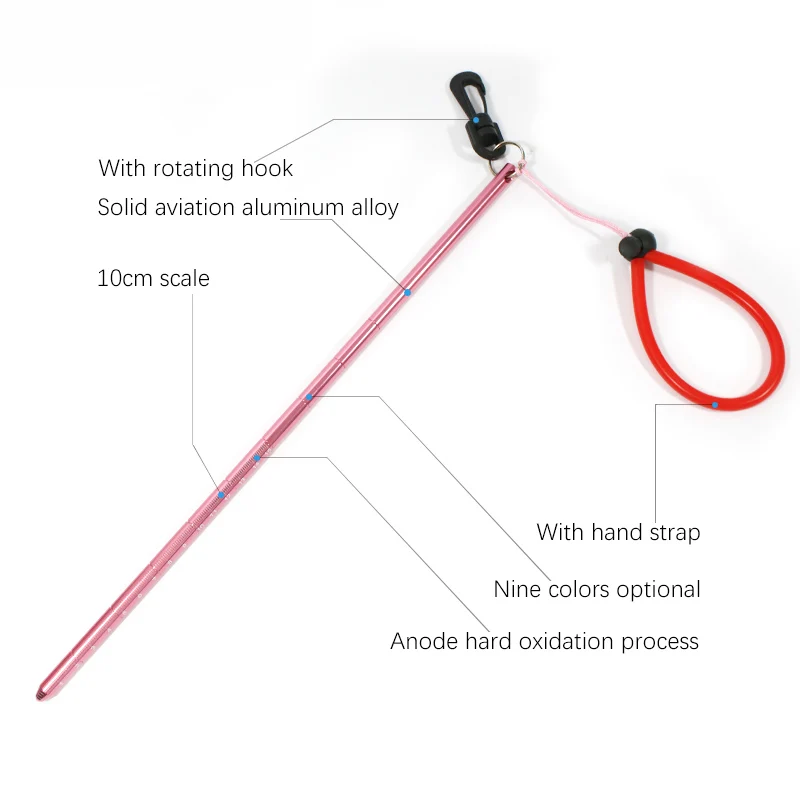 Scuba Diving Colorful Aluminium Pointer Stick Lobster Tickle Rod Rubber Lanyard Wrist Strap Noise Maker Lanyard Safety Equipment