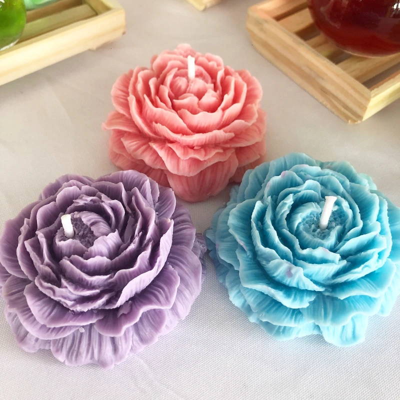 

3D Peony Silicone Candle Mold DIY Relief Flower Soap Resin Plaster Mould Home Decor Chocolate Cake Ice Baking Making Tool Gifts