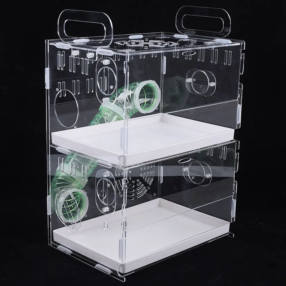 Two Tier Acrylic Hamster Cage with Portable Handles