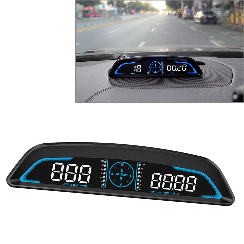 

Автомобильный GPS HUD Спидометр с индикатором показаний на голове компас превышение скорости сигнализация для всех транспортных средств