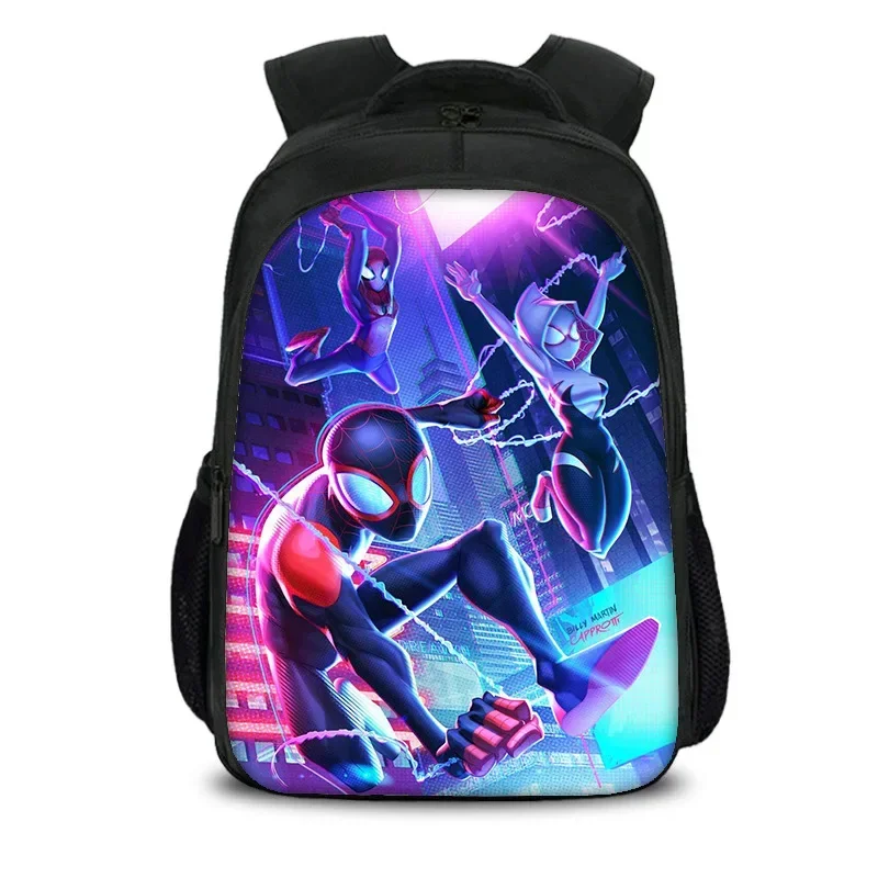 Figura de anime de Marvel Universos paralelos Spiderman Miles Morales Gwen Stacy Mochila para estudiantes para niños Mochila escolar Regalos de cumpleaños