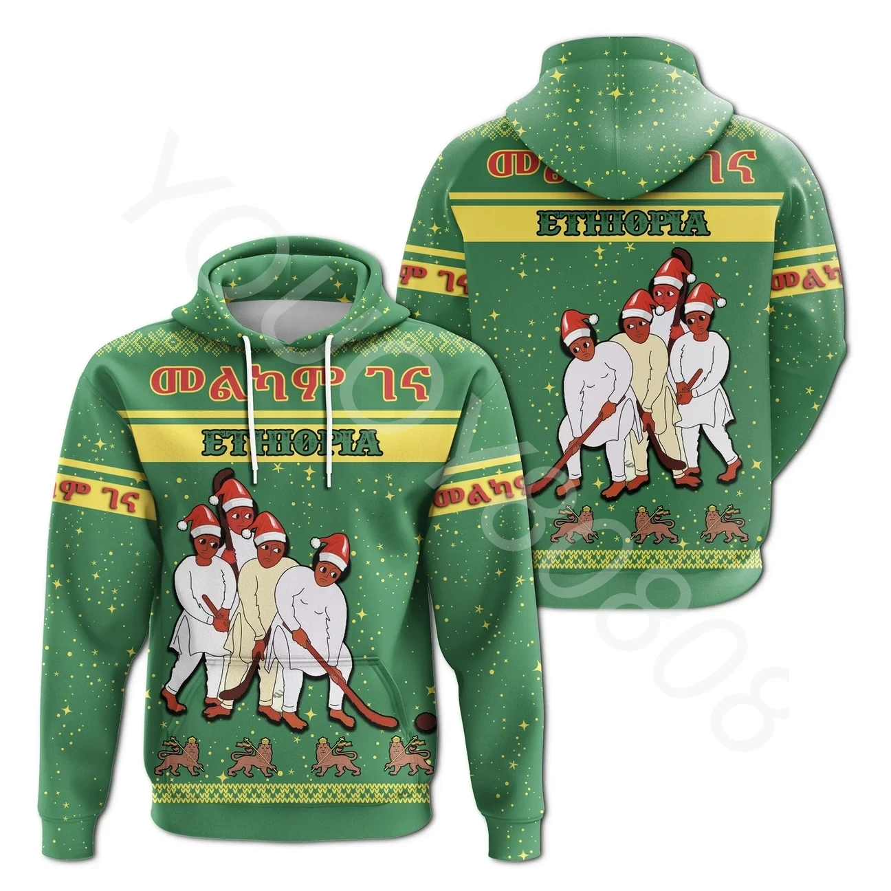 

New African Clothing Ethiopian Christmas Jumpers Men's Women's Casual Street Style Hoodie Men's Jacket Sweater