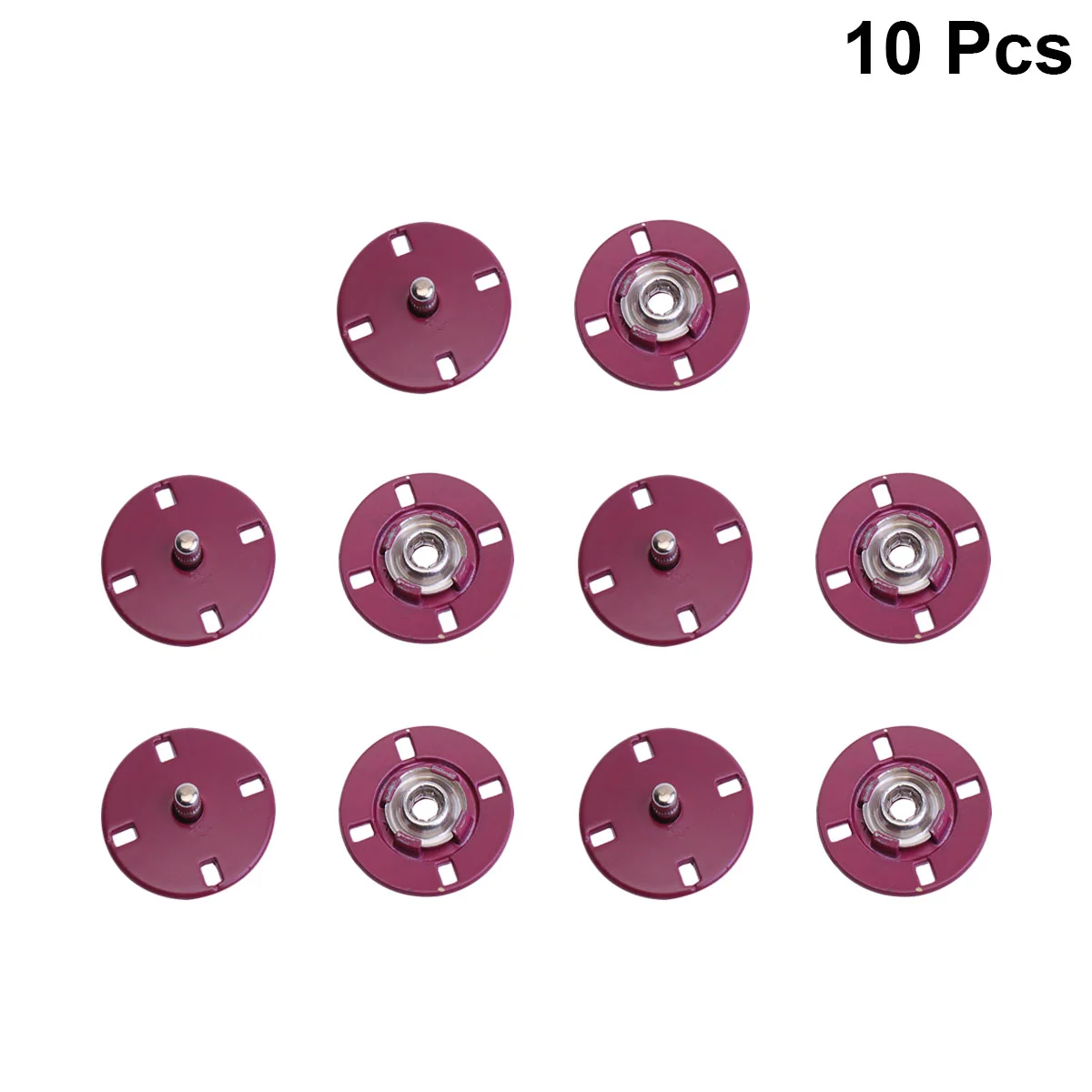 

10pcs Sew- on Snap Button Alloy Snaps Fasteners Press Studs Buttons for Coat Clothing Jeans Jackets ( Dark Red )