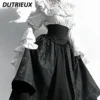 Japanese Lolita Gothic Sweet Girls Solid Color Long-sleeve Shirt Gorgeous Elegant Versatile Top and High Waist Long Skirt 2