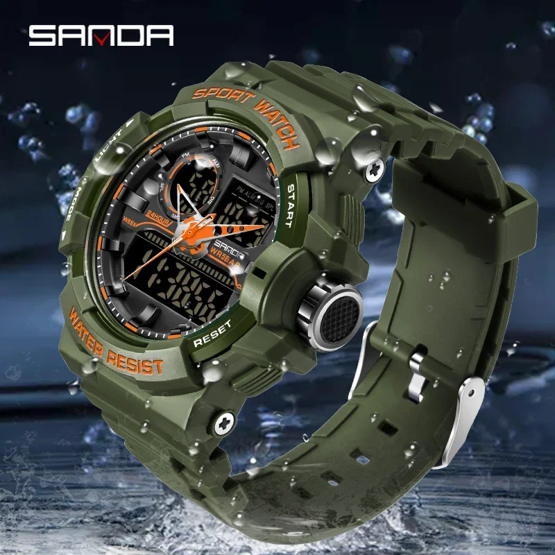 SANDA 2023 Top Brand Luxury Military Men's Watches 50M Waterproof Wristwatch Quartz Watch for Men Clock relogio masculino 6025