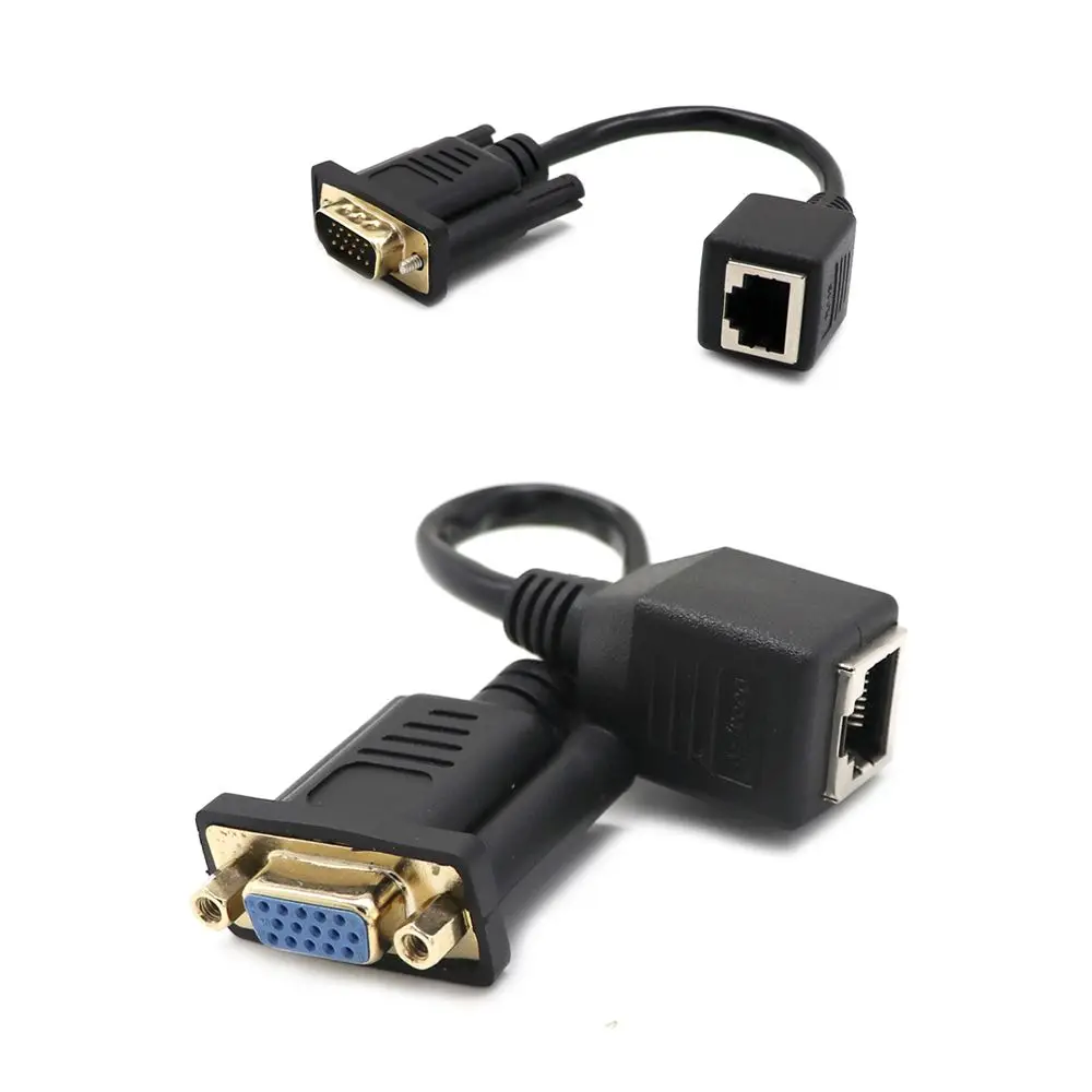 Universal VGA to Ethernet Network Cable Adapter, Plug and Play LAN Extender