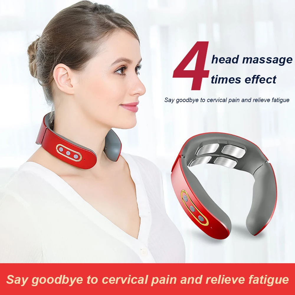 6 Mode 9 Levels Adjustable Cervical Massager Neck Shoulder Pulse Neck Massager Massage Neck Pulse Warm Pressing Neck Pressing