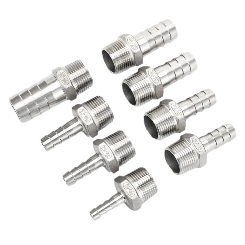 Hose Barb Connector 304 Stainless Steel 1/8" 1/4" 3/8" 1/2"BSP Male Thread Pipe Fitting pagoda connector Coupling Tail Connector