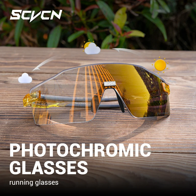 SCVCN Color Photochromic Cycling Glasses Sunglasses for Men Cycling Road Mountain Bike Glasses and Women Casual Hiking Windproof
