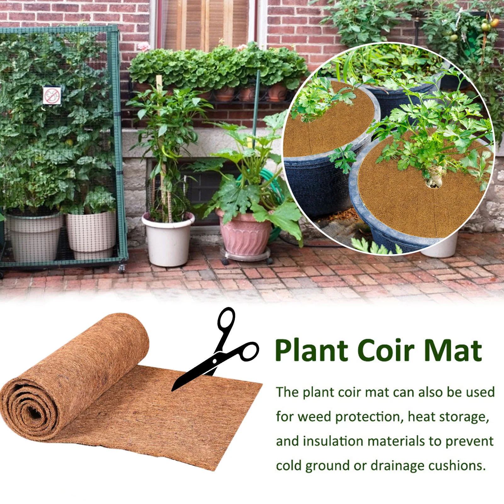Coconut Coir Liner Sheet Coco Plant Fiber Roll Natural Reptile Carpet Mat Reptile Bedding Supplies Insulation Flowerpot Basket