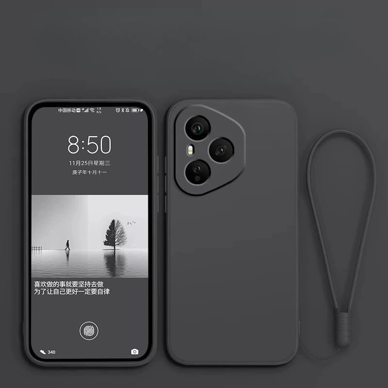 Liquid Silicone Matte Shockproof Bumper Case with Strap - Durable Back Cover s
