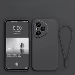 Liquid Silicone Matte Shockproof Bumper Case with Strap - Durable Back Cover s for HONOR 400 (Black)