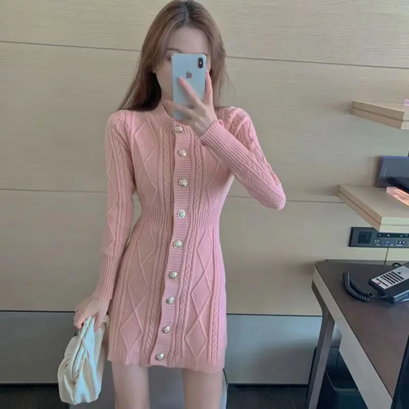 Korean Autumn Pink Long Thin Coat SD01566