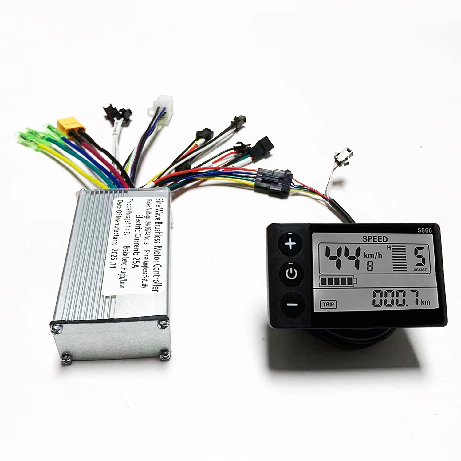 Controller display onda sinusoidale Ebike 25A tre modalità 24V/36V/48V con funzione di apprendimento Display LCD S866 Motore 350W-500W per scooter elettrico - immagine 6