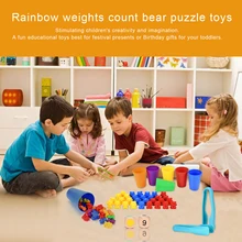 

Montessori Toys Box Rainbow Stack Cups Counting Bears Color Weights Sensory Toys Baby Montessori Educational Toys for Children