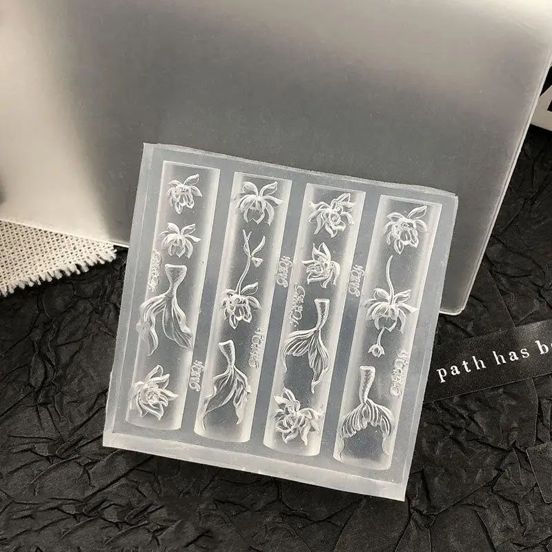 ?   3D 실리콘 네일 몰드 바다 물고기 꼬리 꽃 연꽃 네일 아트 DIY 디자인..