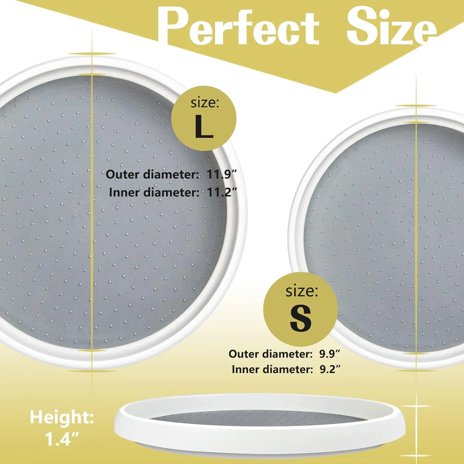 Non-Skid Lazy Susan Organizer for Pantry Organization Kitchen Storage Bathroom Sink Cabinet Refrigerator Countertop Spice Rack 4