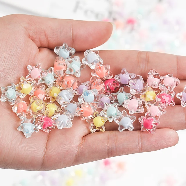 Introducing 50/100Pcs Acrylic Beads Candy Color Five Pointed Star Beads Sewing Cute Necklace Bracelet Making Findings Charms For Headband